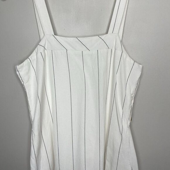HEARTLOOM Rhea Dress Women XS Side Button Striped Mini Linen Blend Sleeveless - Picture 9 of 13